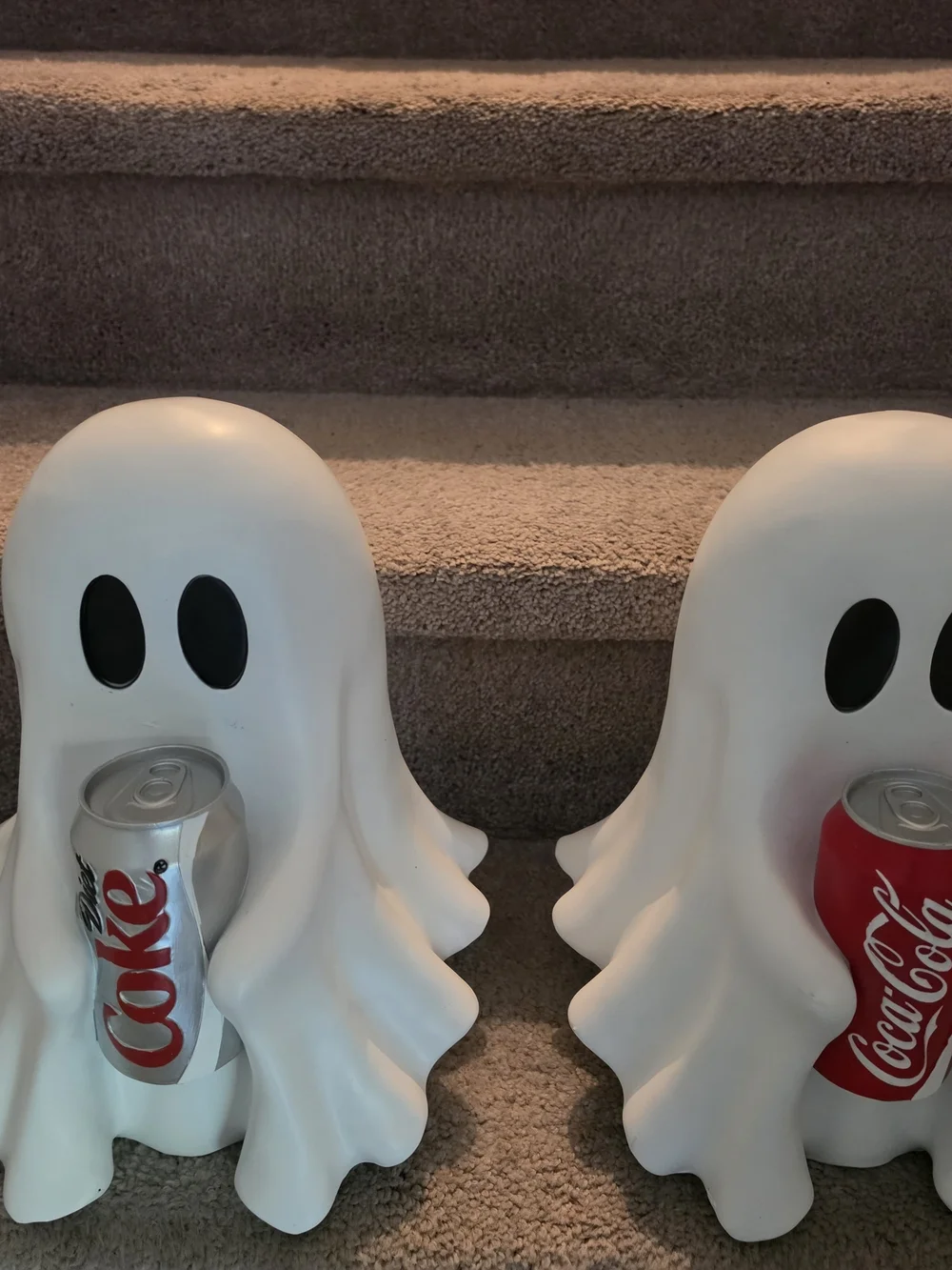 Coca-Cola White Ghost Can Holders with Red and Silver Cans